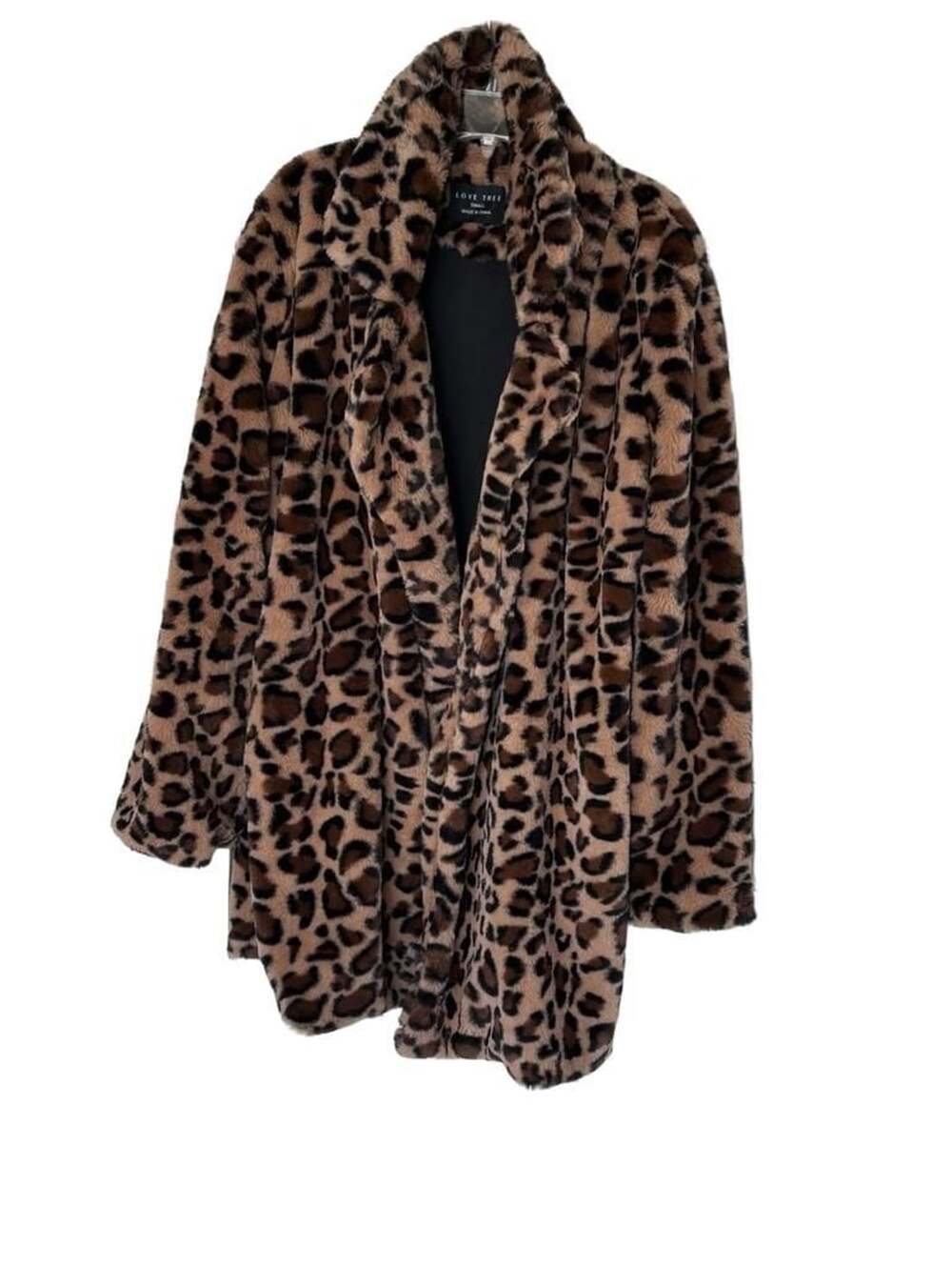 Love Tree Leopard Faux Fur Coat Size Small
